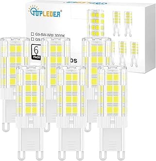 G9 LED Bulbs - Cool White 5W, 450LM 6500K, Equivalent to 40W/50W Halogen, No Flicker, Non-Dimmable, AC 220-240V, 6 Pack [Energy Class F]