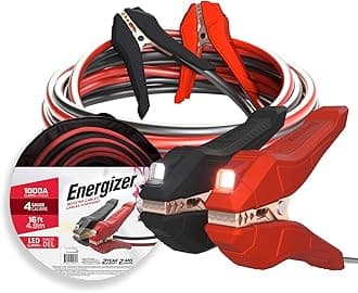 Jumper Cables for Car Battery with Built-in LED Lights, Heavy Duty Automotive Booster Cables for Jump Starting Dead or Weak Batteries - Carrying Bag Included (16-Feet (4-Gauge)