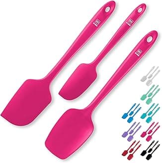 DI ORO Seamless Series 3-Piece Silicone Spatula Set - 600°F Heat Resistant Non Stick Rubber Kitchen Scraper Spatulas for Cooking, Baking, and Mixing – BPA Free and LFGB Certified Silicone (Magenta)
