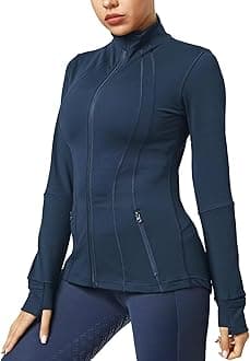 QUEENIEKE Women's Slim Fit Running Jackets - Long Sleeves Athletic Workout Gym Tops with Back Mesh Vent & Thumb Holes