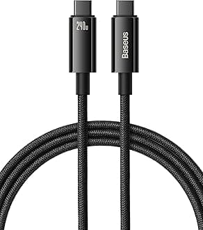 Baseus 240W PD 3.1 5A QC 4.0 Fast Charging USB C Cable - Zinc Alloy Nylon Braided Type C Data Cable for Samsung S21 S20+ S10 Note 10 iPad Pro MacBook Pro Pixel (3.3Ft) Black