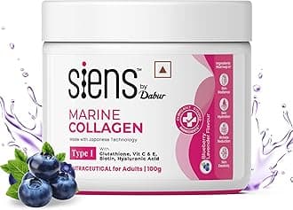 - Siens By Dabur Hydrolyzed Marine Collagen-100g | Made with Japanese technology | Supplement for Women | For Skin Radiance & Hydration | Blueberry Lavender Flavour, Powder