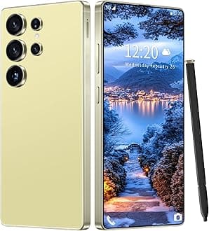 I25 Ultra Unlocked Phone 16+1TB,Built in Pen The Phone,Battery 7000mAh 6.99" HD Screen,Android 14 Smartphone,Face ID/5G/Fingerprint Lock/Dual SIM/GPS (Yellow)