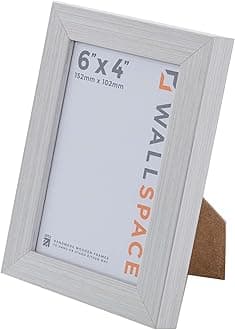 Wall Space 6 x 4 inch photo frame | Modern Silver 4x6 inch photo frames to fit image size 6x4 inches - With REAL GLASS and made from SOLID WOOD this 6 x 4 frame is made here in the UK | 4 x 6 frame
