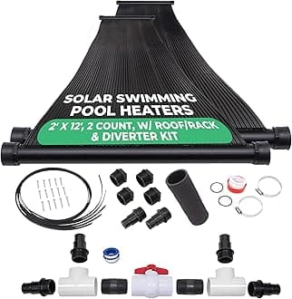 SunQuest 2-2'X12' Solar Swimming Pool Heater with Couplers-Max-Flow (2-2ft x 12ft with roof kit and Diverter)
