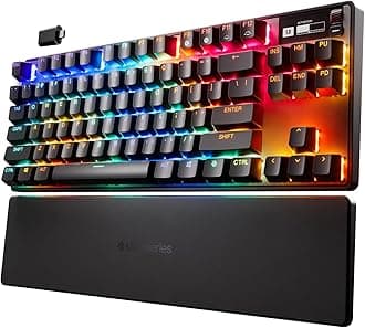 SteelSeries Rapid Trigger Gaming Keyboard, Numeric Keyless, Wireless, English, OmniPoint Switch, with OLED Display, Apex Pro TKL WL (2023), US 64865, Black