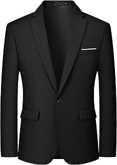 Men's One Button Blazer Casual Solid Color Suit Jacket Slim Fit Lightweight Sport Coats Blazers