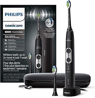 ProtectiveClean 6500 Rechargeable Electric Toothbrush, with Pressure Sensor, 3 Cleaning Modes, SmarTimer and QuadPacer, 14-Day Battery Life, Charging Travel Case, Black, HX6462/08