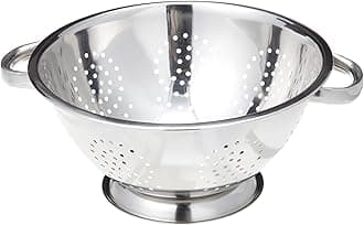 Heavy Duty Stainless Steel Colander 5 Qt | Easy Grip Handles | Self-Draining Base | Mirror Polished | Dishwasher Safe | Pack of 1
