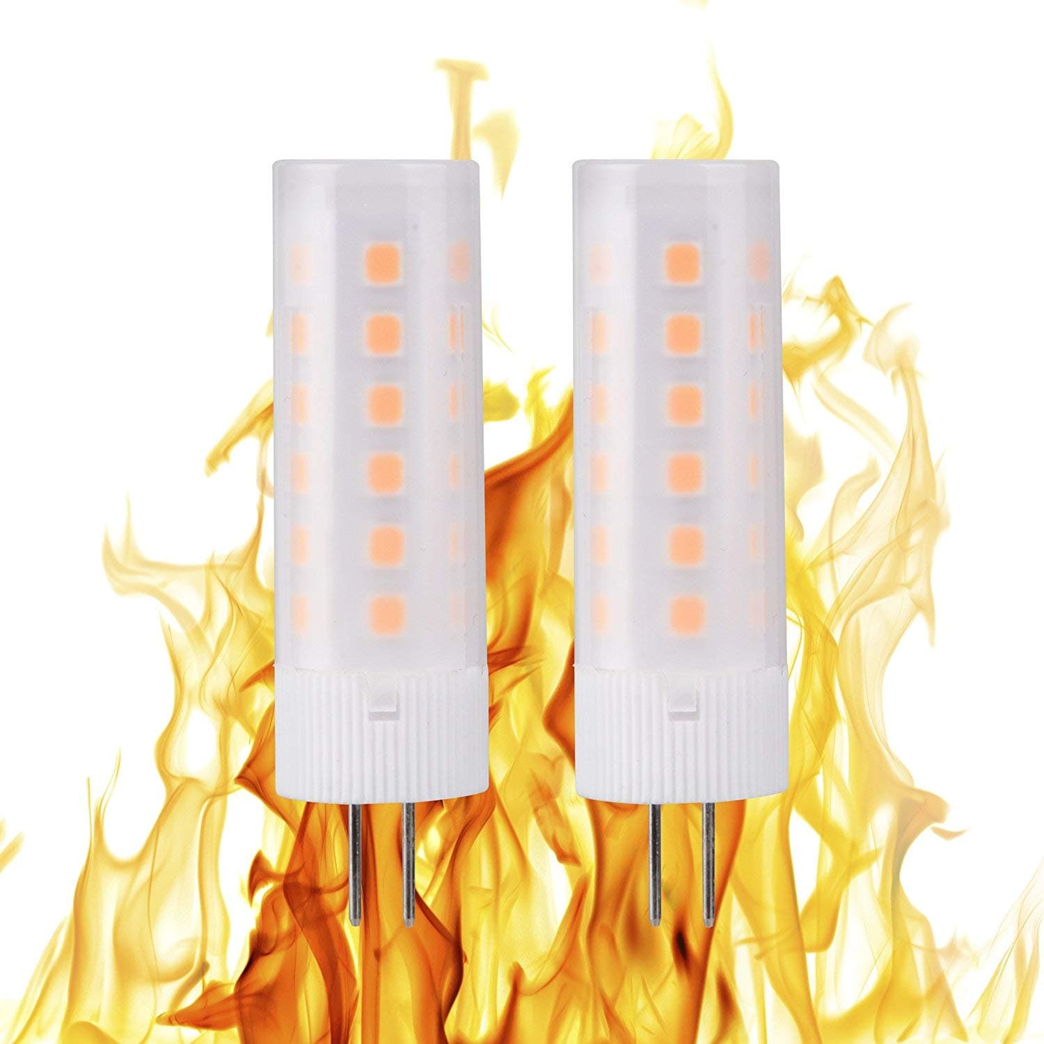 ChiChinLighting Flickering Flame LED Bulbs 2W 12volt G4 LED Flickering Fire Affects 1800k 12v Simulated Lighting Wood Stove Candle Camp Fire Affect (2 Pack)