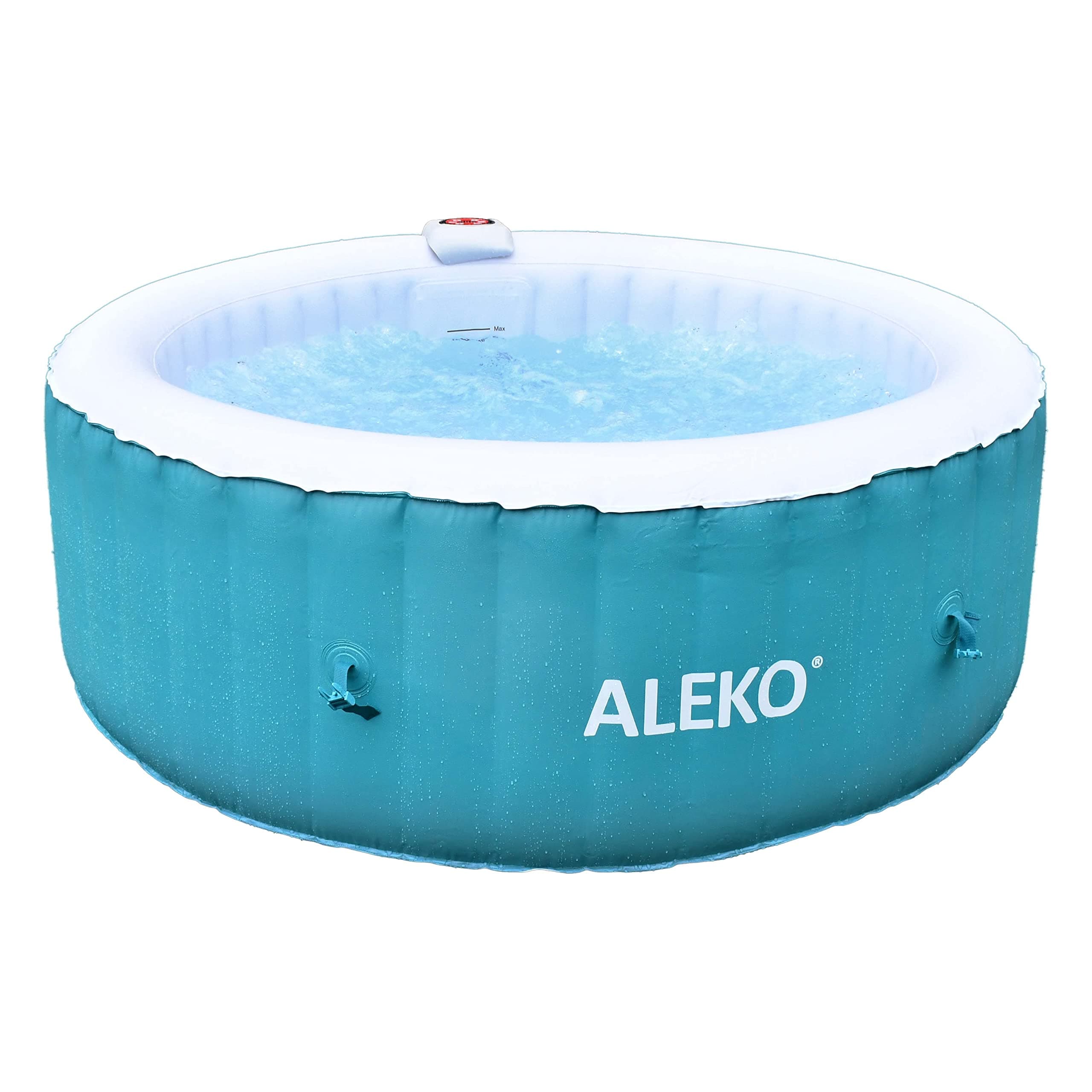 Inflatable Hot Tub Spa | Personal High Powered Jetted Bubble | with Fitted Cover and 3 Filters | 210 Gallon | 4 Person Round | Blue/White | HTIR4GRW