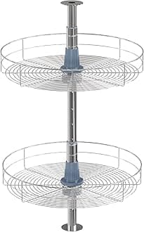 Dowell 18" Round Lazy Susan, 2 Shelves, Kitchen Wall Corner Cabinet Organizer (Chrome 4001 360D)