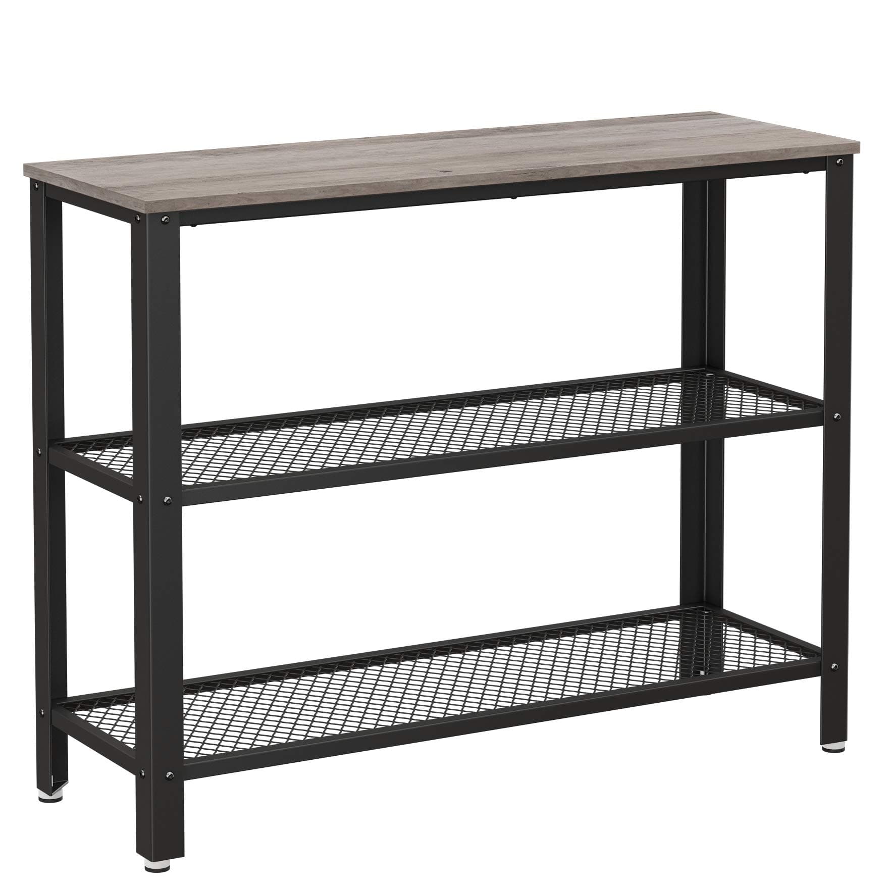 VASAGLE 40" Industrial Console Table, 3 Tier Entryway Table with Storage Shelf, Narrow Sofa Table for Living Room, Hallway, Entrance Hall, Corridor, Bedroom, Greige and Black ULNT081B02