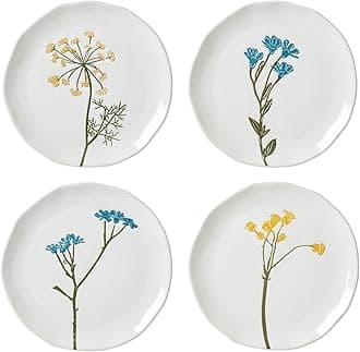 Lenox Dinnerware Set, Wildflowers Tidbit Appetizer Plates Set Of 4, Service For 4, Dessert Plates, Small Plate 6 Inch, Snack Plate, Stoneware, Dishwasher Safe, 6-Inch Diameter (Assorted, 4 Piece)