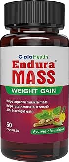 Endura Mass Weight Gain Capsules 50 Capsules|Ayurvedic Weight Gainer For Improving Muscle Mass & Enhancing Strength|Made With AshwagAndha,Safed Musli,Shatavari|100% Natural For Men & Women|Pack Of 1