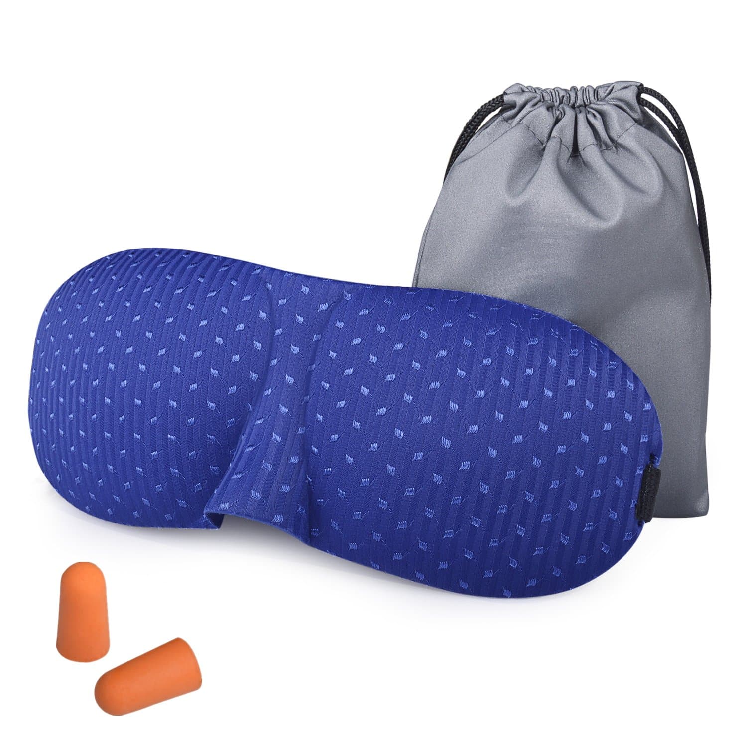 Sleep Mask, MZOO Lightweight & Comfortable Super Soft Large Adjustable 3D Contoured Eye Masks for Sleeping, Travel, Shift Work, Naps, Night Blindfold Eyeshade for Men Women - Carry Pouch and Ear Plugs Included for Free (Blue)