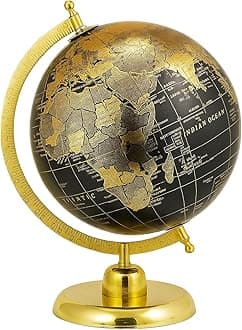 Gold Foiling World Map with Countries & Continent Globe for Home Décor Item/Gift Item/Decoration/Office Table/Luxury (Dia-8 inch,Medium Globe,Political Map)