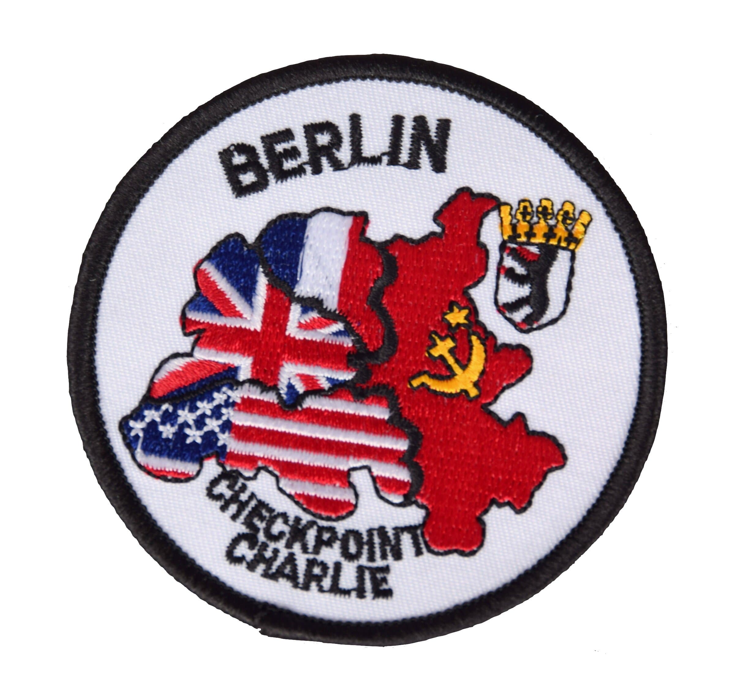 Embroidered Iron-On Sew-On Patch Berlin Wall Checkpoint Charlie Germany Retro Applique - 3 inch