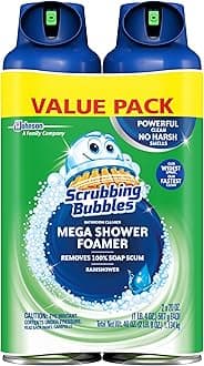 Scrubbing Bubbles Mega Bathroom and Shower Foamer Aerosol, Rainshower Scent, 20oz (Pack of 2)
