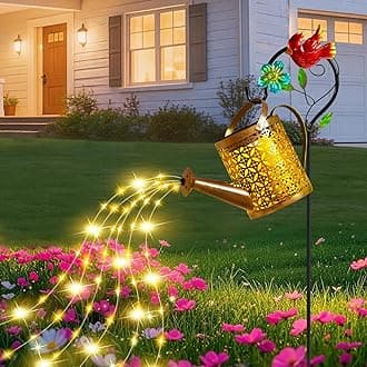 Solar Lanterns Cardinal Granden Decor, Watering Can with Cardinal Shepherd Hook and Cascading Lights, Outdoor Solar Lantern for Garden Yard Decor, Gifts for Women Mom Grandma Birthday, Mothers Day