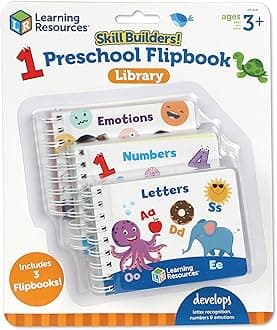 Learning Resources Skill Builders! Preschool Flipbooks, 3 Pieces, Ages 3+, Preschool Learning Activities, ABC and Numbers for Toddlers, Activity Book
