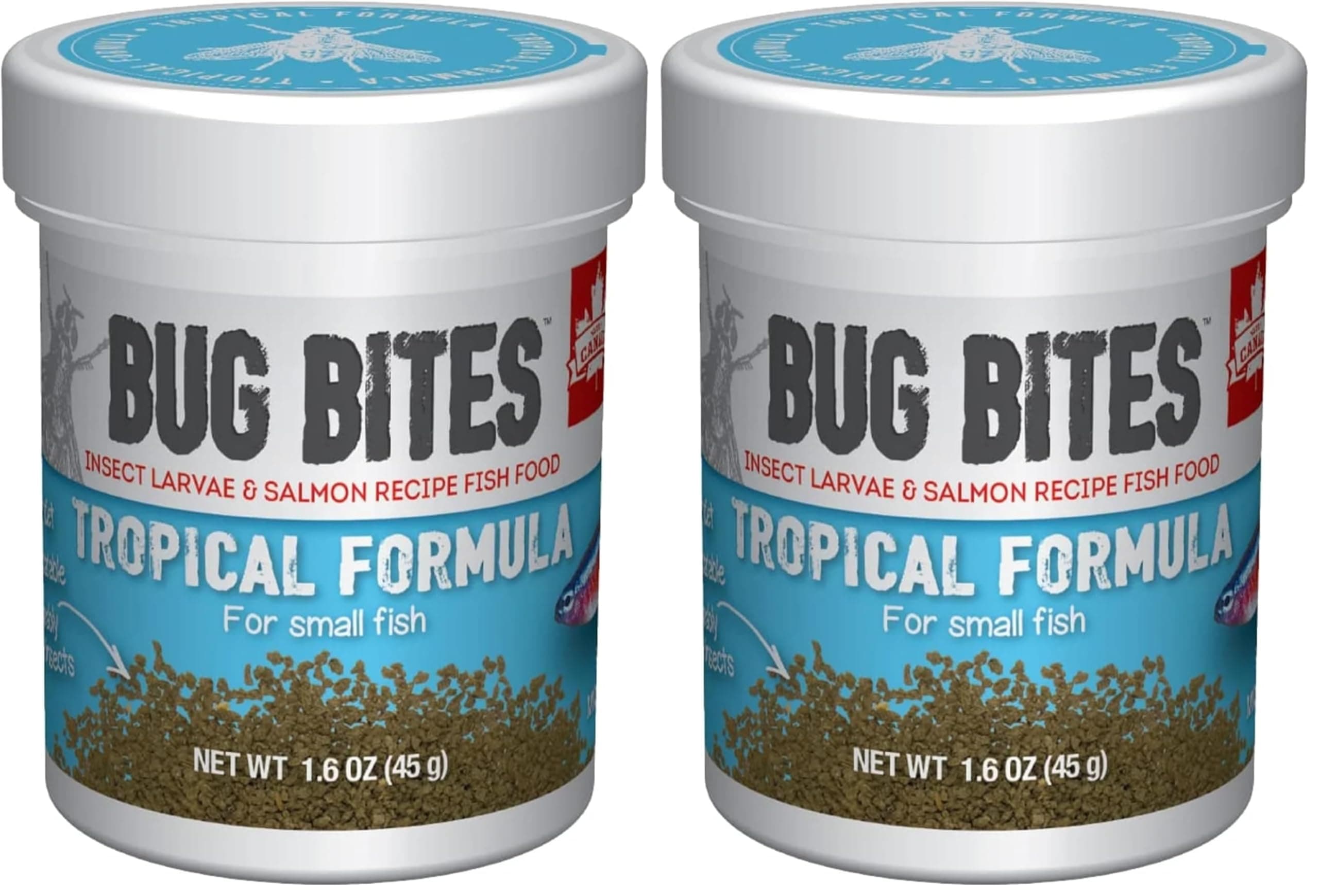Bug Bites Tropical Fish Food | Small Granules | For Small-Medium Fish | 1.6 oz | Pack of 2