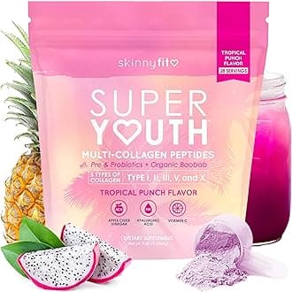 SkinnyFit - Multi Collagen Peptides + Super Youth Tropical Punch Probiotics, Baobab Fiber, Apple Cider Vinegar,