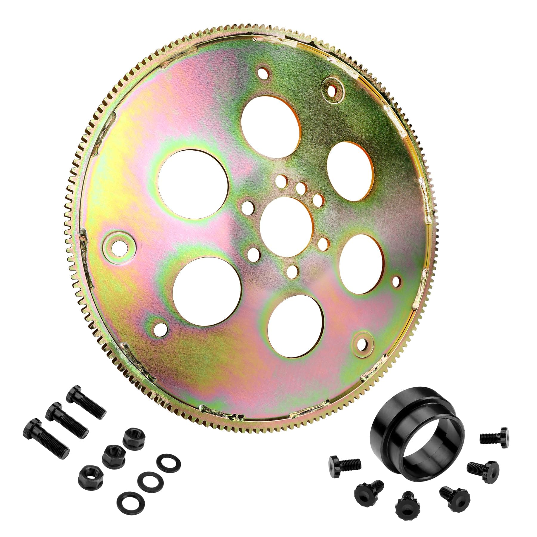 LS V8 Flexplate Adapter Kit Fit for GM Gen III LS1/LS2/LS6/4.8/5.3/6.0, TH350 700R4 200-4R 4L60 Transmission 1997-2007 Adapter Flex Plate Kit w/Bolts & Spacer 57534610 Swap Flywheel