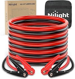 Nilight Jumper Cables for Car Battery 4 Gauge 25 FT Booster Cable Heavy Duty 600 A CCA with Carrying Bag Jump Start Emergency Kit Pickup Truck RV Vans SUV