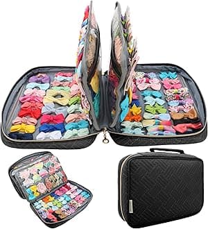 Micom Hair Accessories Storage Bag for Baby Girls, Hair Bow Organizer, Multifunctional Hair Accessories Storage Carrying Case for Display Hair Clips, Headbands, Scrunchies, Travelling Storage Bag