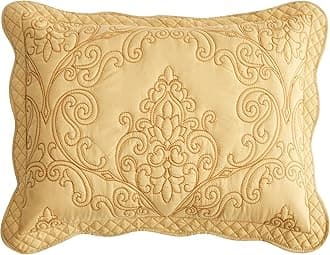 CHIXIN Microfiber King Pillow Shams Set of 2 - Decorative Quilted Pillow Covers - Honey-Gold - Size (20" x 36")