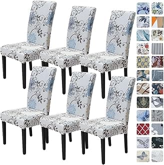 SPRINGRICO Chair Covers for Dining Room 6 Pack, Stretch Dining Chair Cover, Washable Spandex Kitchen Parsons Chair Slipcovers, Removable Seat Protector for Home or Party (Set of 6, FLORAL5)
