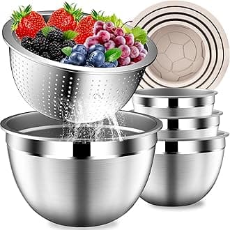 DUTZUN Stainles Steel Mixing Bowls with Lids Set, Stackable Metal Mixing Bowl...