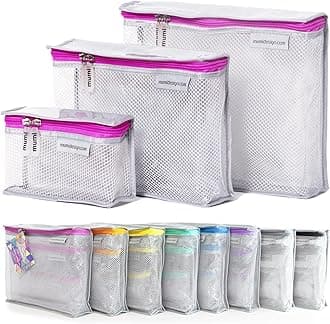 Travel Toiletry Bag Set of 3 – Clear TSA Approved Toiletry Bags for Women – Reusable Water-Resistant Makeup Organizer Pouches for Skincare, Cosmetics, Travel Accessories, Airport Packing - Pink