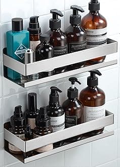 Kegii Shower Caddy - Shower Shelf 2 Pack, Bathroom Storage, Shower Shelves Minimalist Stainless Steel for Bathroom and Kitchen