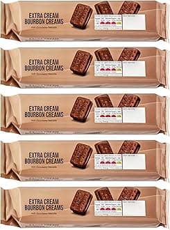Extra Cream Bourbon Creams, Chocolate Flavoured Biscuits - Set of 5 x 165g Packs (825g)