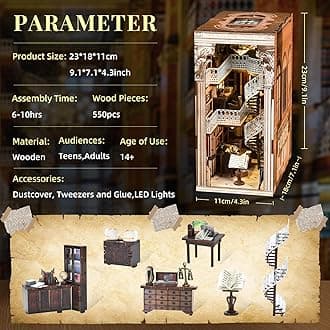 Book Nook Kit, DIY Miniature Dollhouse Booknook Kit with LED Light for Adults and Beginners