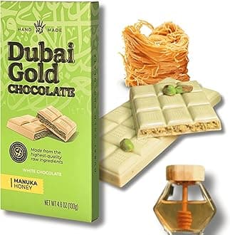 DUBAI GOLD WHITE | Luxury Kunafa Pistachio Chocolate Bar 4.6oz | Gourmet Kataifi Dessert with Belgian White Chocolate, Pistachios & Manuka Honey | Freshly Made in California