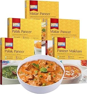 Heat & Eat Meals 1932, All-Natural Vegetarian Meal Kit, Cheese Entrees, Kosher Certified Curry Assortment, Authentic Indian Food, Great for Outdoors, Gluten-Free, No Preservatives, Pack of 5