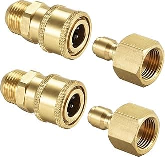 uxcell Garden Hose Brass Quick Connect Set Fittings Pipe Connectors M18x1.5 Male M18 Female Thread Water Hose Connectors Pressure Washer Adapter, 2 Sets