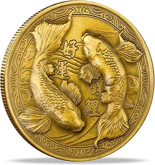 Koi Fish Golden Lucky Coin - Chinese New Year Gift for Prosperity and Good Fortune - Lottery Tickets Scratcher Tool
