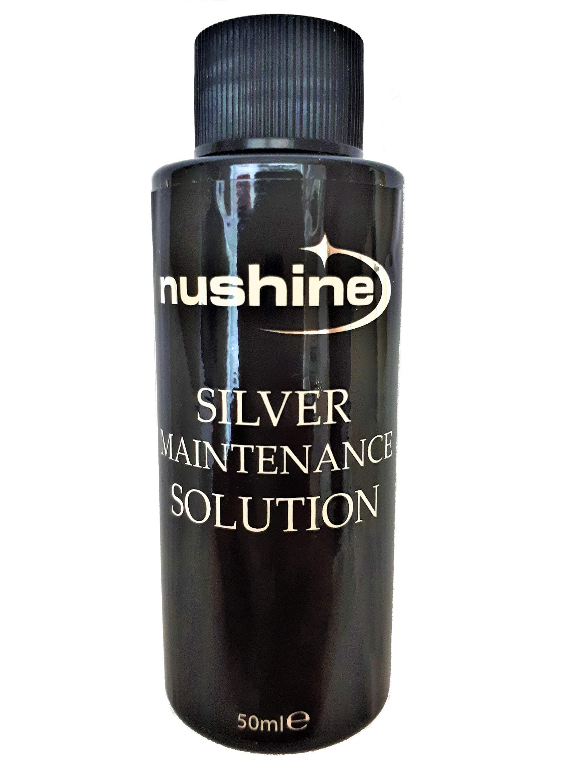 Nushine Silver Maintenance Solution Cleaner 50ml Especially for Slightly Worn Silverware - Contains Pure Silver