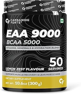 Carbamide Forte Eaa Supplement For Men & Women - 50 Servings | Eaa intra workout Supplement With Bcaa 5000Mg - Lemon Zest Flavour 300G | Essential Amino Acids