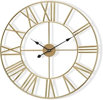 Sorbus Large Wall Clock for Living Room Decor - 16 inch Big Wall Clock Decorative - Battery Operated - Roman Numeral Analog Large Clock for Bedroom, Room, Home, Kitchen, Office, Wall Decor (Gold)