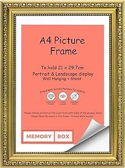 Gold A4 Ready to hang or stand Ornate Shabby Chic Picture/Photo/Poster frame with MDF backing board and High Clarity Styrene Shatterproof Perspex Sheet - FBA - oscp-2-gld-A4