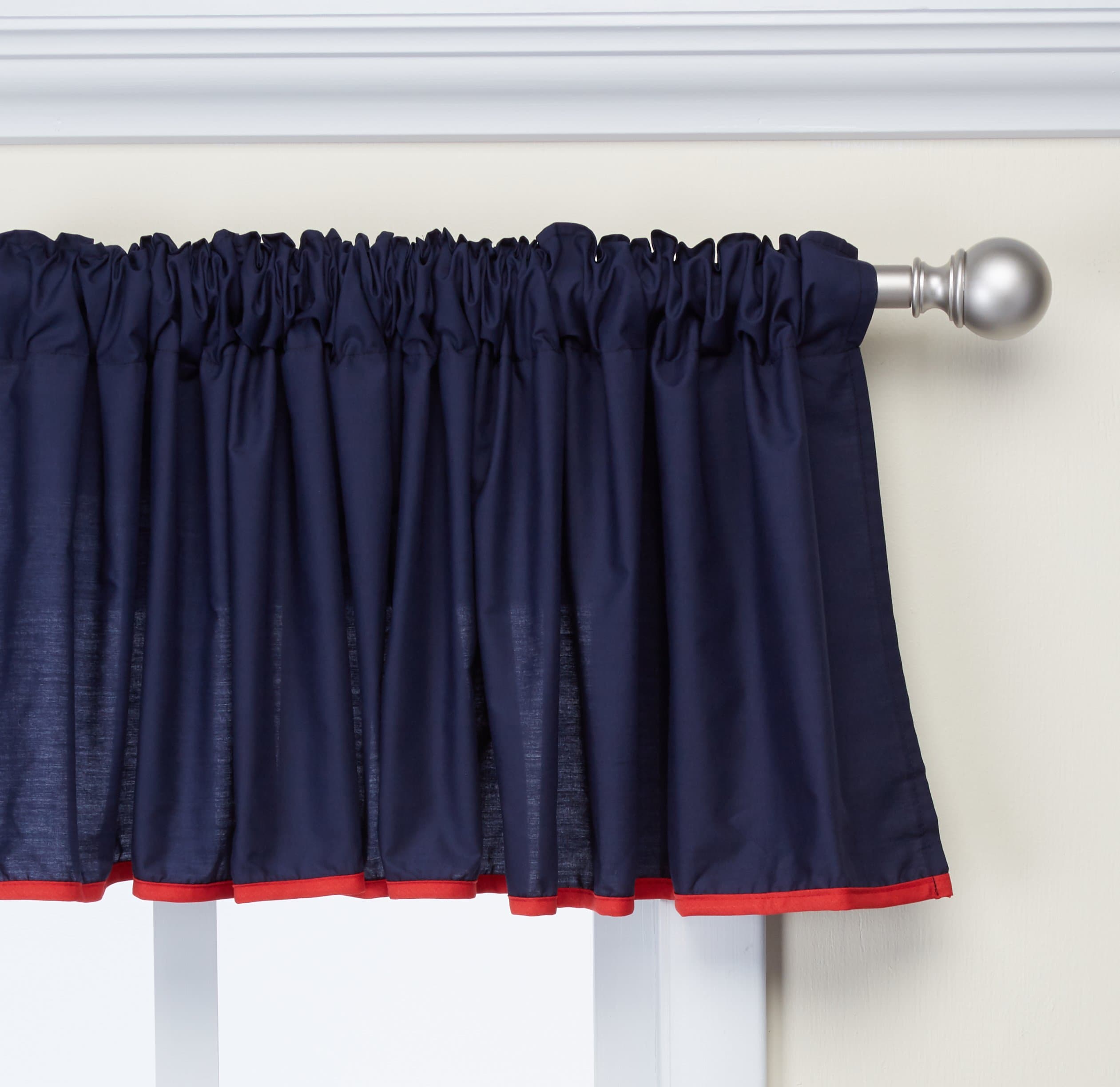 Baby Doll Bedding Solid Two tone Window Valance, Navy/Red