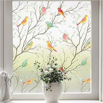 Coavas Privacy Window Film Bird Opaque Non-Adhesive Frosted Bird Window Film Decorative Glass Film Static Cling Film Bird Window Stickers for GF-WF-90-2B Home Office 23In. by 78.7In. (60 x 200Cm)