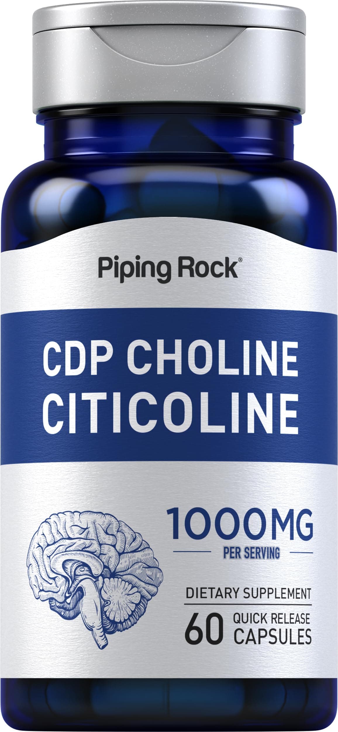 CDP Choline Citicoline 1000mg | 60 Quick Release Capsules | for Men and Women | Non-GMO, Gluten Free Dietary Supplement