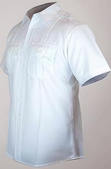 First Class 100% Polyester Short Sleeve Men's Uniform Shirt White