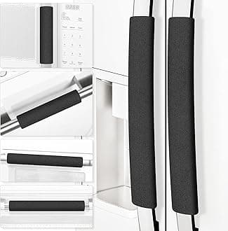 Refrigerator Door Handle Covers, Set of 6, Trimmable, Washable, Appliance Handle Covers, Fridge Door Handle Protector, Get Rid of Dirty Handprints, Timesaver, Kitchen Decor Accessories (Black)